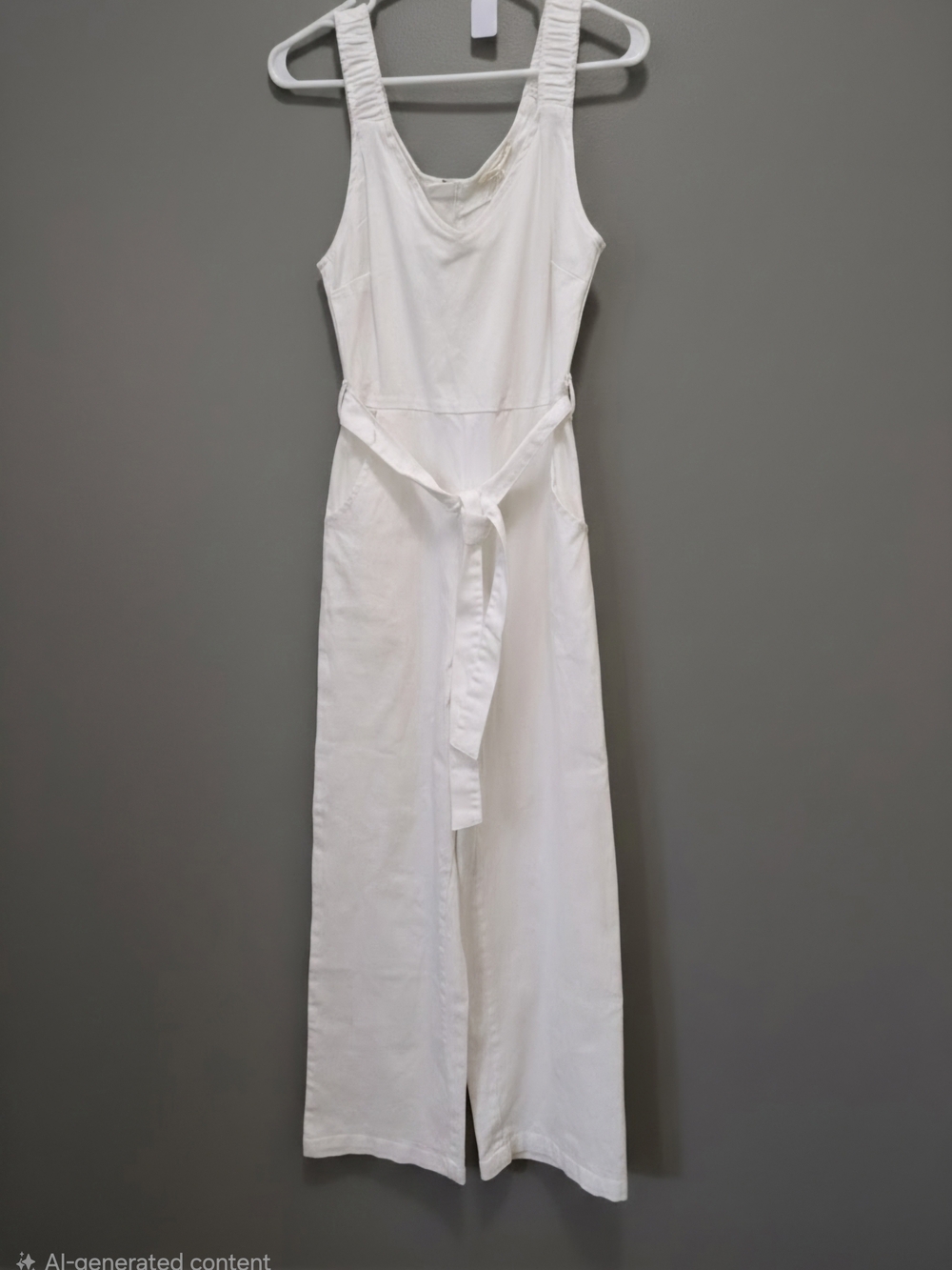 Copper Key White Wide-Leg Sleeveless Tie-Waist Jumpsuit